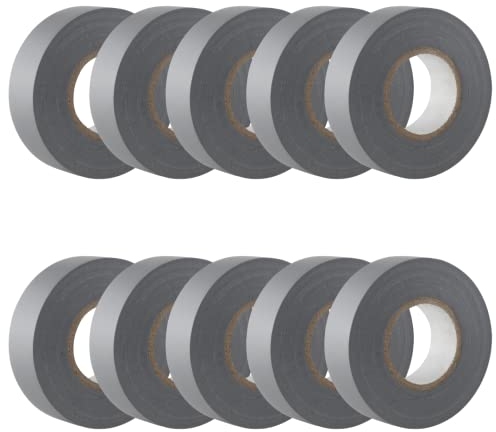 GTSE - Ruban Adhésif Isolant Electrique Gris - 19 mm x 20 m - Autocollant - Protèger, Regrouper, Réparer Des Câbles - 10 Rouleaux