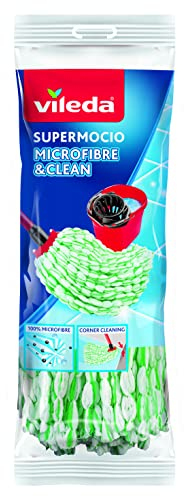 Vileda Microfibras Eco - Recambio para fregona, 100% microfibras, Gran Capacidad de Limpieza y absorción, Color Verde y Blanco