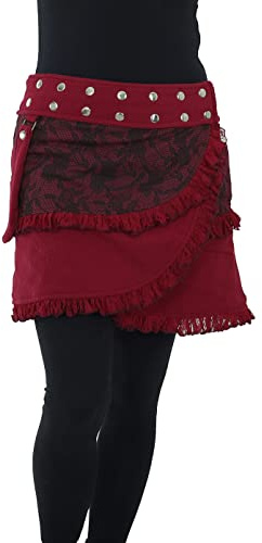 PUREWONDER Damen Wickelrock aus Fleece Winterrock Rock sk240