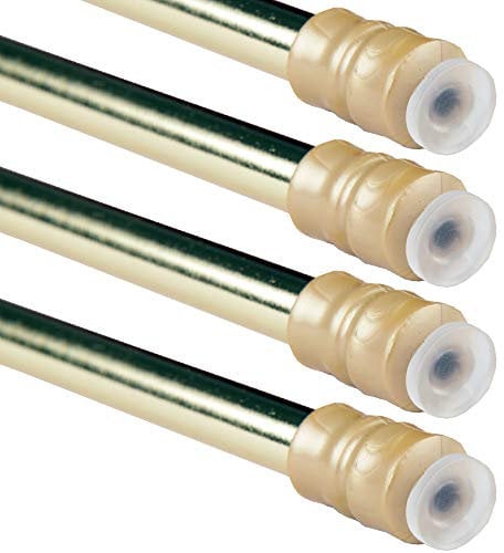 Bestlivings 4er Pack Klemmstange (Gold) Schraubtechnik ausziehbar 80-120 cm, Gardinenstange zum Klemmen, für leichte Gardinen, kein Bohren - Kleben