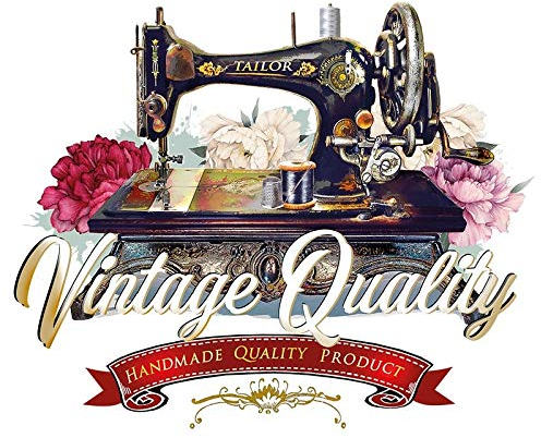 Ideen mit Herz Color Bügeltransfer, DIN A4, filigran ohne Hintergund | Textilien mit Bügelmotiven verzieren | Bilder einfach aufbügeln | Nostalgie Serie | DIY Textildesign (Vintage Nähmaschine)