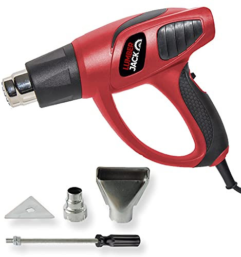 LUMBER JACK HG1800 1800W Heat Gun – Dual Temperature (400°C/600°C), 2 Nozzles & Scraper – Heavy-Duty Hot Air Gun for Paint Stripping, Shrink Wrapping, Plastic Welding & DIY Projects