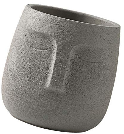 Yardwe Cache Pot Tete Pot de Plante en Céramique Visage Design de Visage Décoratif Petit Pot de Plante D'intérieur avec Trou de Drainage (Clair) Pot De Fleur 30 Cm De Diametre