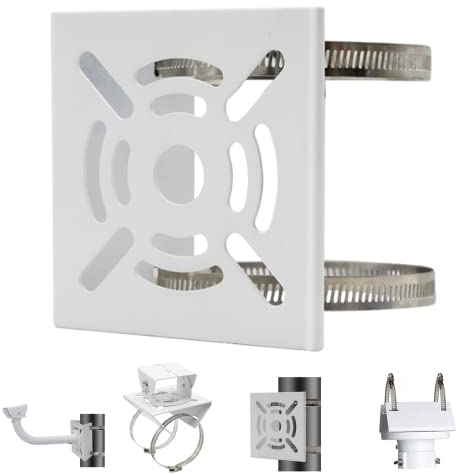 Universal Vertical Pole Mount Adapter with 2 Loops, Wall Mounting Bracket for CCTV Security Camera PTZ Dome (1 Pack)