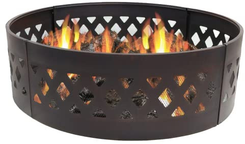 BillyOh Fire Pit 94cm Camping Steel Metal Ring Garden Patio Heater Outdoor Portable Campfire Firepit Bowl Wood Log Burner Alaska, Black