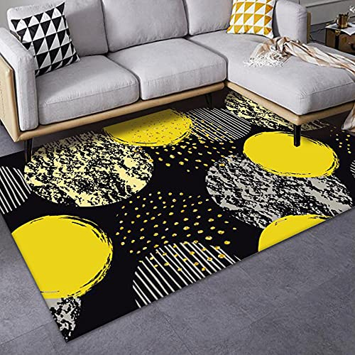 AU-OZNER tepiche für Schlafzimmer,Gelber und schwarzer Teppich, einfach, den Teppich zu reinigen rasenteppich -Gelb_100x120 cm.