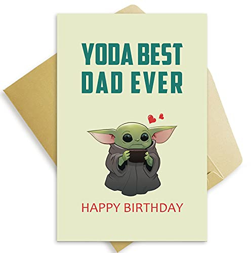 Baby Yoda Lustige Geburtstagskarte für Väter von Tochter und Sohn, schöne Karte für den Vatertag von der Frau, süßer Vater, Geschenk von Schwiegersohn