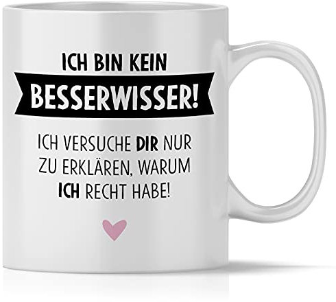mindmonkeys® Tasse mit Spruch Ich bin kein Besserwisser Fun Tasse Geschenke Geschenkideen für Klugscheisser Besserwisser fürs Büro Geschnekidee zum Geburtstag Bürotasse Keramik 300 ml