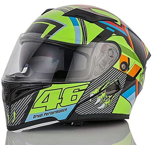 Integral-Motorradhelm Modularer Motorradhelm Mit Doppelvisier Herren Damen Klapp-Mopedhelm DOT/ECE-Zertifizierter Helm Mit Anti-Fog-Linse,46,M
