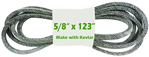Courroie de coupe pour tondeuse à gazon 5/8 x 312,4 cm avec Kevlar, compatible avec AYP/Husqvarna 539117245, John Deere M118756, Husqvarna LSZ 4622, LSZ 5422, LSZ 5424, RZ 4219, RZ 4619, 16,8 cm