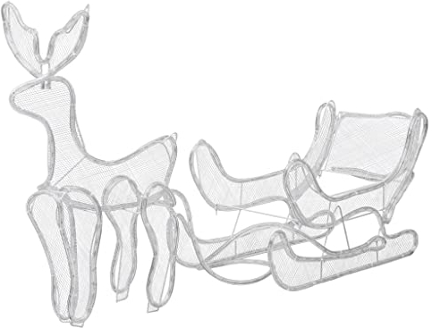 vidaXL Cordon Lumineux de Noël Renne et Traîneau avec Maille Décoration de Vacances Ornement de Noël Jardin Patio Arrière-Cour Extérieur 432 LED