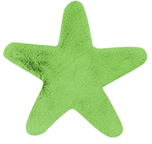 Qiyano Teppich Kinderteppich - Fellimitat, Tierformen, Stern Herz Wolke, super Soft, flauschig, weich, kuschelig - Kinderzimmer - Stern in Grün, Größe: Ø 65 cm Sternform