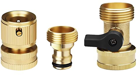 Hydrogarden Connecteur Rapide pour Tuyau d'arrosage avec vanne d'arrêt, raccords à Connexion Rapide 3/4 avec vanne à Bille, adaptateurs à Connexion Facile et à dégagement
