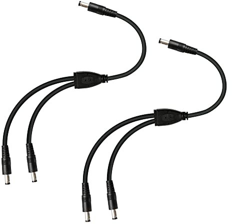 GINTOOYUN 2pcs 18awg DC 5.5mm X 2.1mm mâle à Double DC 5.5mm X 2.1mm mâle Plug Power Splitter Cable pour Bande Lumineuse LED, caméra de Surveillance CCTV, etc(1ft)