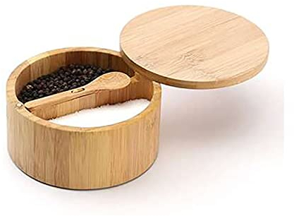 Hogar y Mas SALERO Y PIMENTERO con Tapa + Cuchara DE Madera 6,6X12,5