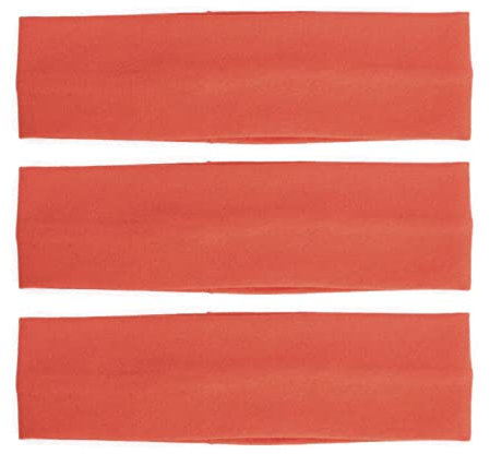 MapofBeauty 3 Pack Yoga Headbands Stretchy Cotton Kopf Bande Hairwarp Sport Laufen Exercise Gym (Orange)
