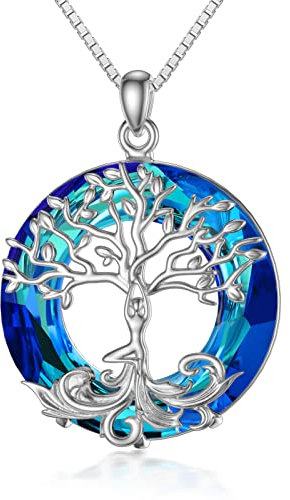Collana da yoga con albero della vita, in argento Sterling, con ciondolo a forma di albero della vita, idea regalo per donne, Argento sterling