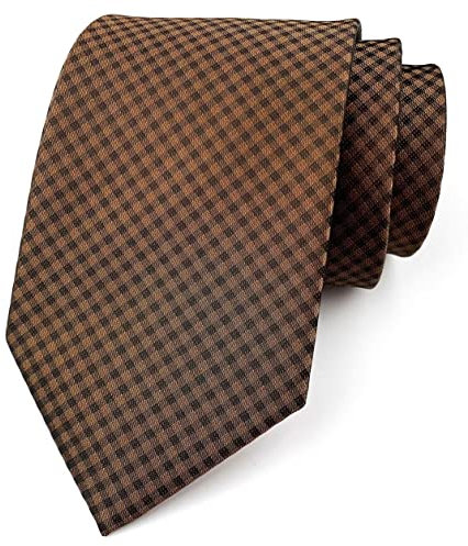 Vizakiss Herren-Krawatte, kariert, gestreift, gemustert, Jacquard-Muster, Business, formelle Designer-Krawatten, Braune Grenadine, Einheitsgröße