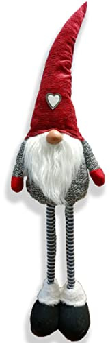 Home Tresor - Gnomo Natalizio Gigante con Gambe Allungabili da 60 a 90 cm. | Grande Gnomo Natale Alto, Gambe Telescopiche, Estensibili, Regolabili