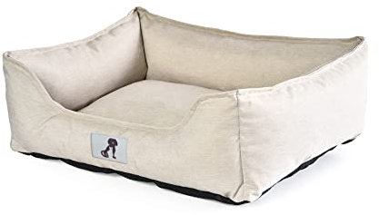allpetsolutions Waterproof Dog Bed Large - Removable Machine Washable Hardwearing Basket Scratch Proof Oxford Fabric - Water Resistant Comfy Bed for Home or Dog Crate - Cream 90x70x20cm
