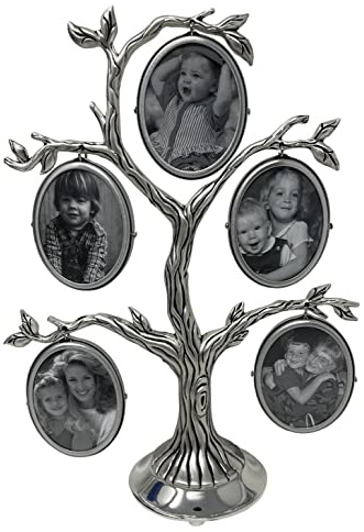 HTUK Cornice per albero genealogico con 5 foto antiche per albero genealogico placcata in argento cornice per foto