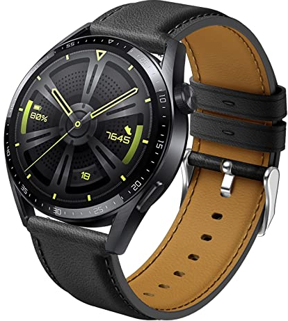 Syxinn Bracelet en Cuir pour Huawei Watch GT 3 46mm/GT 3 Pro 46mm/GT 2 46mm/GT 2 Pro/GT 2e 22mm Bracelet Bande pour Huawei Watch GT Sport/Active/Elegant, Huawei Watch 3/3 Pro pour Homme Femme