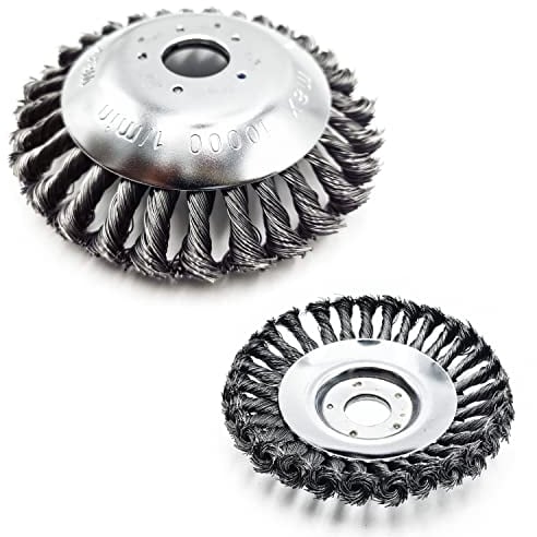 Maka Testina Decespugliatore in Acciaio 150mm Intrecciato Spazzola con Filo in Metallo Magliato per Erbacce su Muro e Pavimentazione Esterna Tosaerba Muschio Rovo Giardino Prato (15cm)