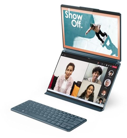 Lenovo Yoga Book 9 13IRU8 - Ordinateur Portable 2x13.3'' 2.8K (Intel Core i7-1355U, RAM 16Go, SSD 1To, Intel Iris XE Graphics, Windows 11 Home) Digital Pen 3 + Clavier AZERTY Français - Bleu