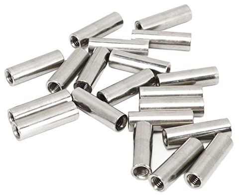 Confezione da 20 Dadi di Accoppiamento Tondi, Manicotto Filettato M5, Lunghezza 25 Mm, in Acciaio Inox 304, Femmina, Completamente Filettati