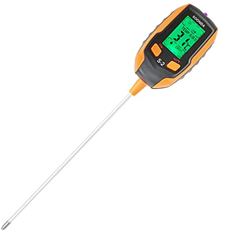 Irfora 5-in-1 Bodentester Multifunktionaler Bodendetektor Feucgkeitsmesser pH-Meter Temperatur Boden-/Umgebungsfeucgkeit Sonnenlicntensität pH-Tester