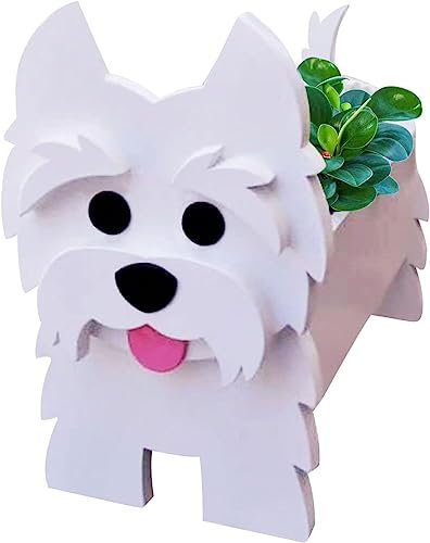 KONGNY Westie Dog Planter Plant Pot, Cute Dog Flower Pot for Garden Decoration Westie Shape Plant Container Holder for Outdoor Indoor Stuff Gift