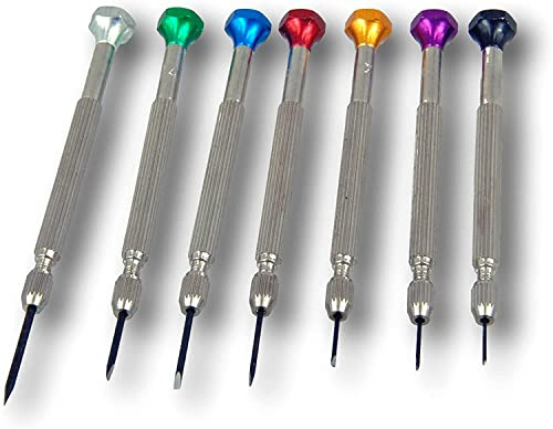Vintage Time Watches | Watchmakers Set of 7 Stainless Steel Screwdrivers to Repair Watches | With Reversible blades
