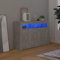 BULANED Sideboard mit LED-Leuchten, Kommode, Kommoden & Sideboards, Schrank Wohnzimmer, Commode, Schlafzimmerkommode, Betongrau 115,5x30x75 cm