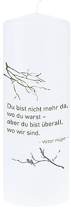 Dolorino Trauerkerze mit Spruch Du bist nicht mehr da | liebevolles Symbol des Trostes | made in Germany | 120 Std. Brenndauer | 8x20cm