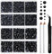 BEADSLAND Strass Hotfix, 6080PCS Strass Noirs Thermocollant pour Vetement Mixte 6 Tailles avec Crayon de Cire et Kit Pince à Épiler, SS6-SS30,Noir