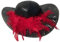 KarnevalsTeufel Damenhut schwarz mit Pailletten und Federn rosa rot schwarz Glitzerhut Karneval (rot)