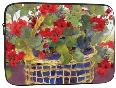 Geranium Basket Print Laptop Sleeve Fashion Lightweight Laptop Case Computer Bag For 10-17 Inch Notebook Tablet 17 inch
