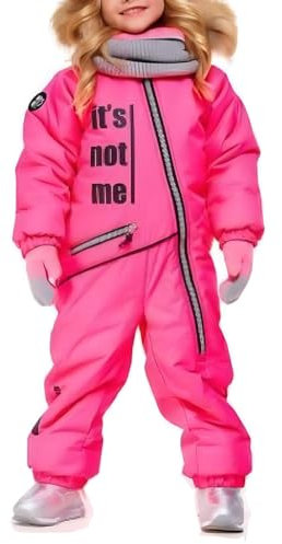 linboo Mixte Enfant Combinaison de Ski Imperméable à Capuche Combinaison de Neige Coupe-Vent Vêtements de Ski pour Fille Garçon, Rose, 4-5 Ans