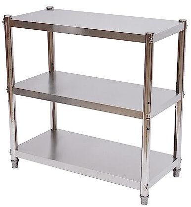 SUBKUDY Küchenregal Edelstahlregal 3-Layer Speicherregal Regalböden Schwerlastregal Edelstahltisch Arbeitstisch Küchentisch Mikrowellenregal 80x80x40cm für Küche Schlafzimmer Bad