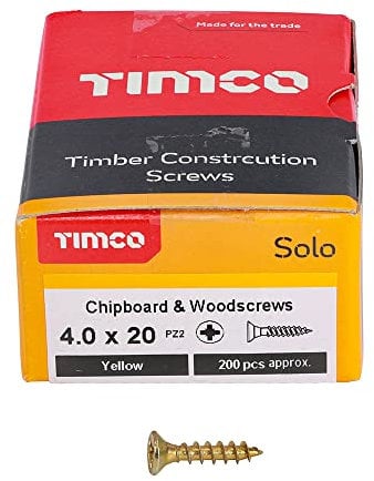200 Pcs Box of Wood Screws Double Countersunk General Purpose (4mm x 20mm)
