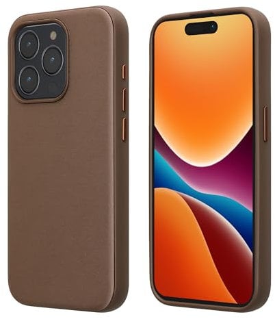 kalibri Hülle kompatibel mit Apple iPhone 15 Pro Hülle - Premium Handyhülle mit TPU Bumper kompatibel mit MagSafe - Strukturierte Oberfläche - Taupe