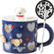 Disoza Tazza Per Cani Con Coperchio Tazza Per Gatti 420ml Tazza Per Caffè Regalo Per Cani Tazza In Ceramica Con Cucchiaio e Sottobicchiere Tazza Per Tè Caffè Natale Regalo Di Compleanno Per Moglie