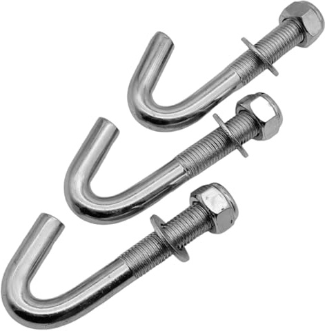 3 Stück Gewindehaken, Schraubanker, Schraubhaken, Zaunschraube, Betonanker mit Sicherungsmutter, Unterlegscheibe Stahl verzinkt - (M: 12 x L: 250 G: 70)