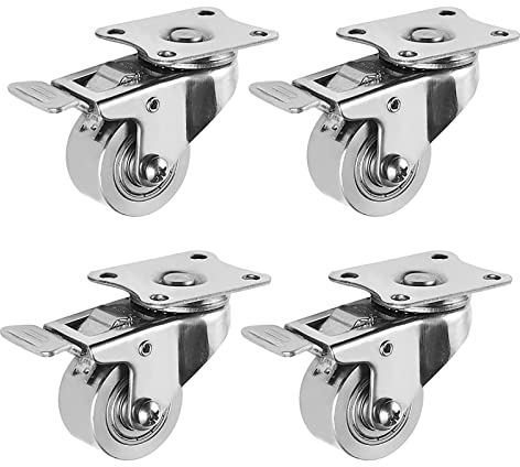 Lenkrollen for Möbel, 40 mm/1,5 Zoll, Räder aus rostfreiem Stahl, Richtungs-/Dreh-/Bremsräder, Ersatzmöbel, Tragfähigkeit 50 kg/1 Stück, for Trolley/Nachttisch/Fußhocker (4 Stück)/C (4 Stück) (Color