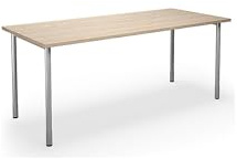Kaiser + Kraft Mehrzwecktisch Duo-C | gerade Platte | HxT 700-800 x 800 mm | Breite 1800 mm | Eiche | Silber
