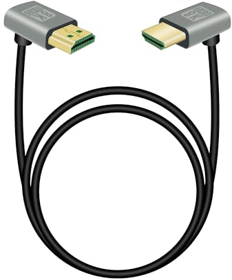 RIIEYOCA Câble de rallonge HDMI mâle à angle montant 90 degrés vers HDMI mâle à angle descendant 90 degrés, 48Gbps High Speed 2.1 Cable Supports 8K@60Hz, ARC,3D for DVR, HDTV(1M)