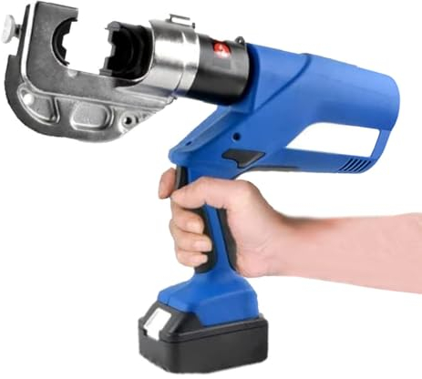 Elektrische hydraulische Kabelschuh-Crimpzange, Handhydraulische Kabelschuh-Crimpzange mit um 360 ° drehbarem Zangenkopf zum Anschließen von Kupfer-/Aluminium-Kabelschuhen,Screendigitaldisplay