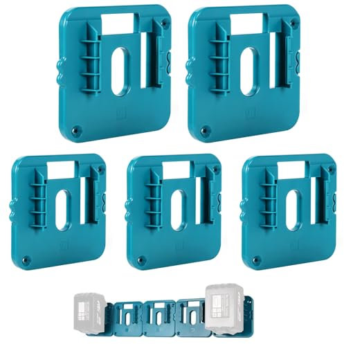 5 Packs Battery Holder Wall Mount Compatible with 18V BL1860 BL1850 BL1840 BL1830 Battery Mounts Dock Holder Battery Storage Bracket with Screws for Wall, Garage, Workshop