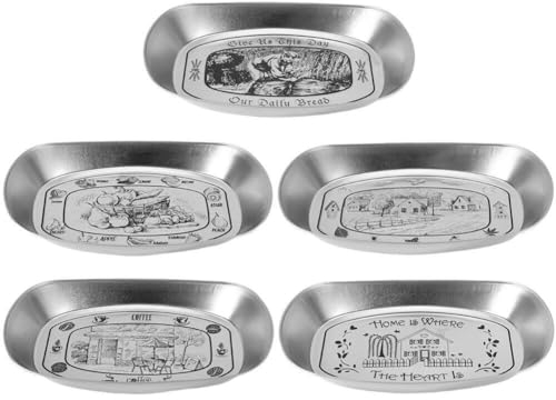 Casiler Plato De Fruta Retro con Forma De Barco, Bandeja De Metal para Servir Aperitivos Y Frutas, Bandeja De Almacenamiento Decorativa, Plato para Hogar, Acampada Aire Libre, 5 Uds.