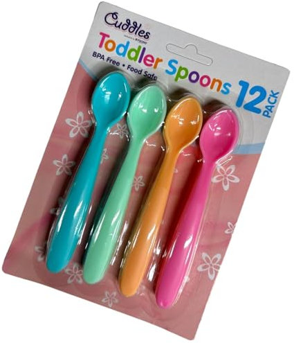 PaulStore 12 Pack Baby WEANING Feeding Spoons BPA Free Plastic Long Handles Toddler